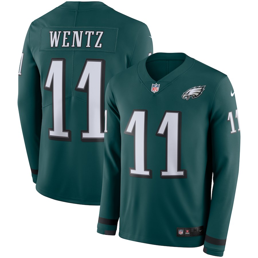 Men Philadelphia Eagles #11 Wentz green Limited NFL Nike Therma Long Sleeve Jersey->new york giants->NFL Jersey